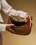 Ornella (cognac) - Italian calf leather women's crossbody bag (with shoulder strap) 4