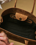 Chiara (cognac) - Italian calf suede women's handbag (with shoulder strap) 6