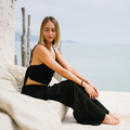 Black Wide Leg Cotton Pants 5