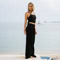 Black Wide Leg Cotton Pants 3