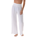 White Wide Leg Beach Cotton Pants 1