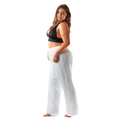 White Wide Leg Beach Cotton Pants 10