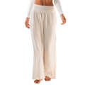 Cream Wide Leg Cotton Pants 1