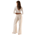 Cream Wide Leg Cotton Pants 7