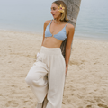 Cream Wide Leg Cotton Pants 6