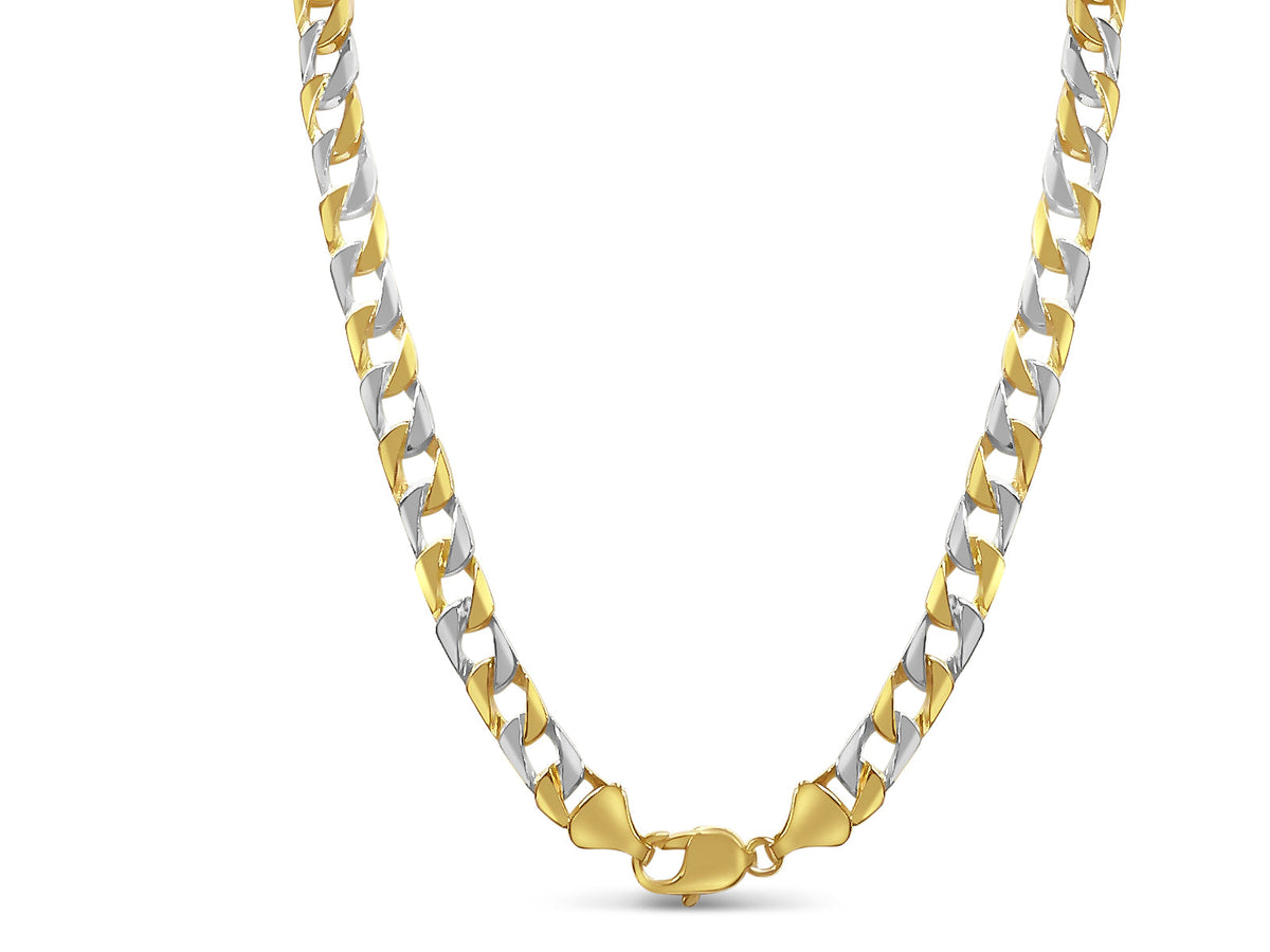Curb Solid White/Yellow/Rose Gold Handmade Necklace, 8mm, 16-30 Inch, from 39.2 g