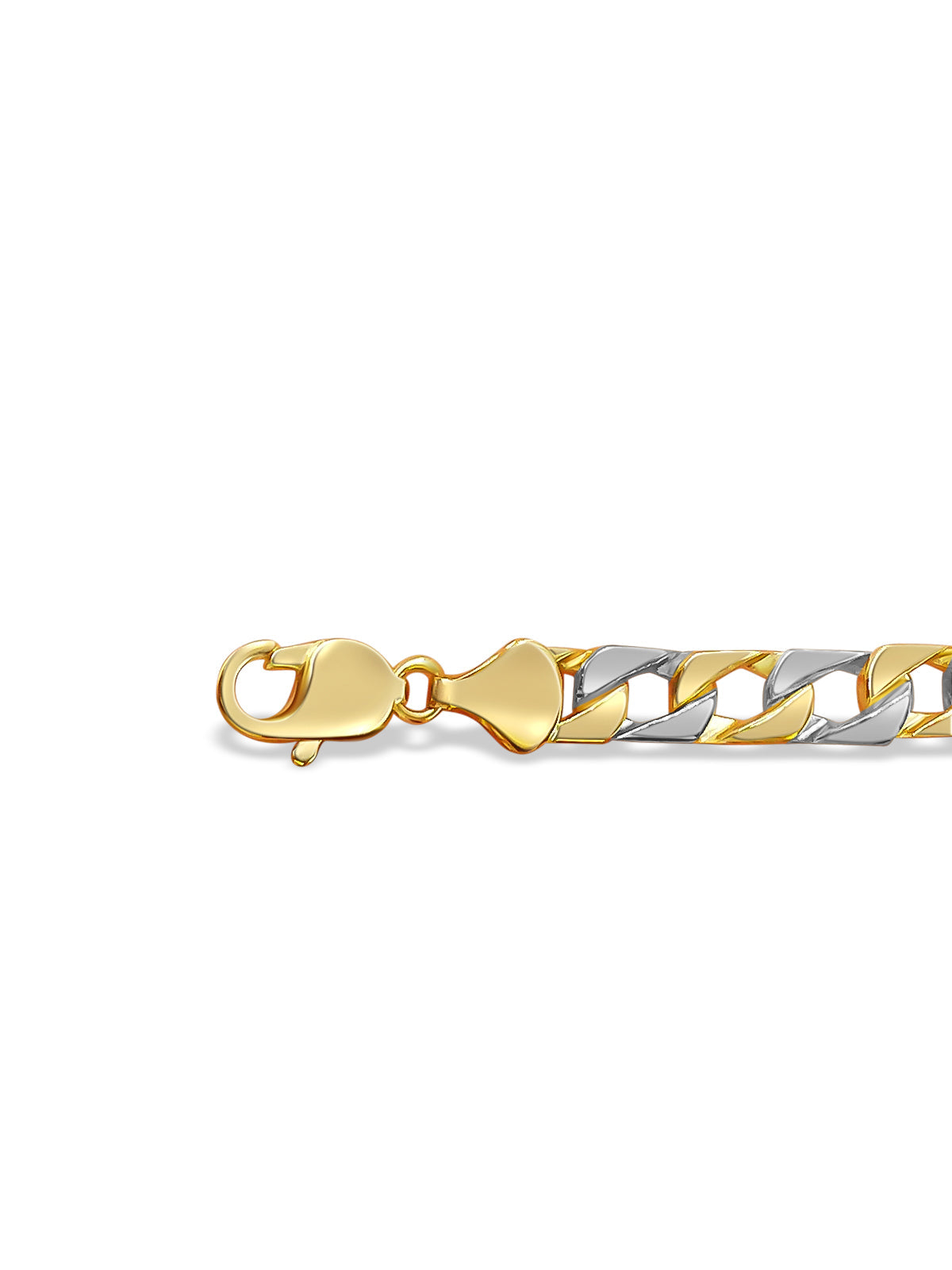 Curb Solid White/Yellow/Rose Gold Handmade Bracelet, 8mm, 6.5-10 Inch, from 24.5 g