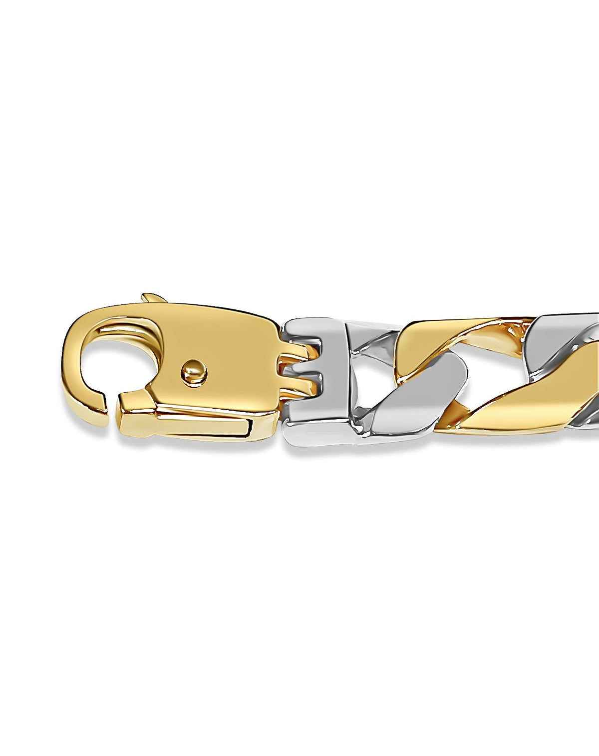 Curb Solid White/Yellow/Rose Gold Handmade Bracelet, 10mm, 6.5-10 Inch, from 50.7 g