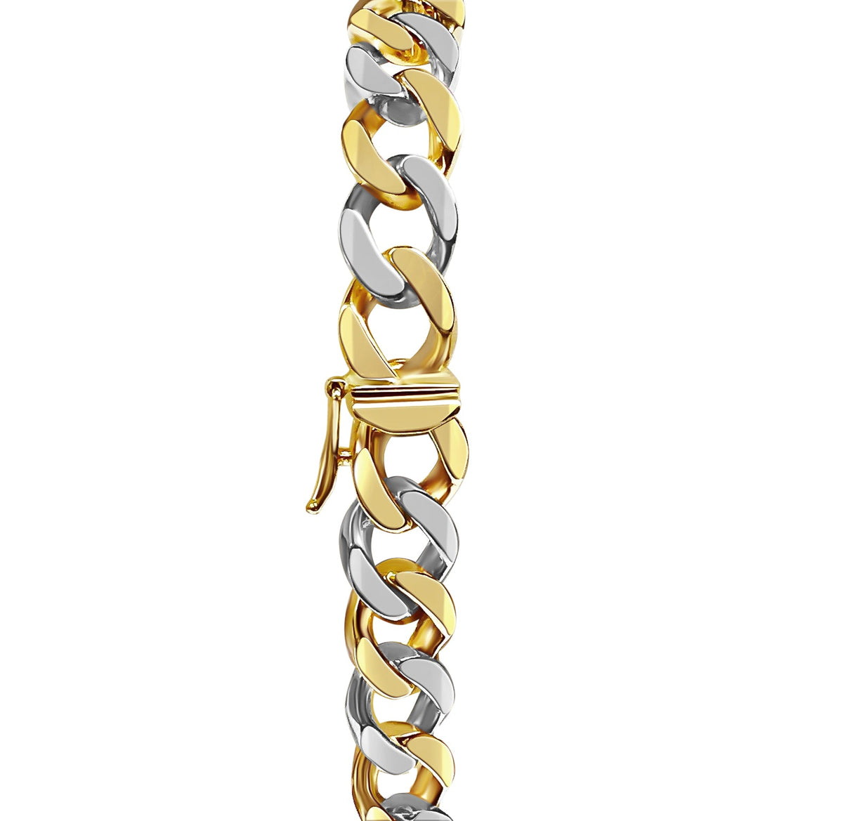 Curb Solid White/Yellow/Rose Gold Handmade Bracelet, 9mm, 6.5-10 Inch, from 36.0 g