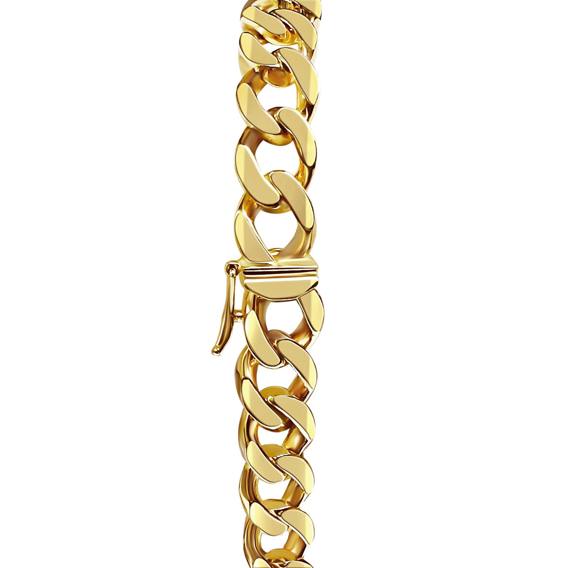 Curb Solid White/Yellow/Rose Gold Handmade Bracelet, 9mm, 6.5-10 Inch, from 36.0 g