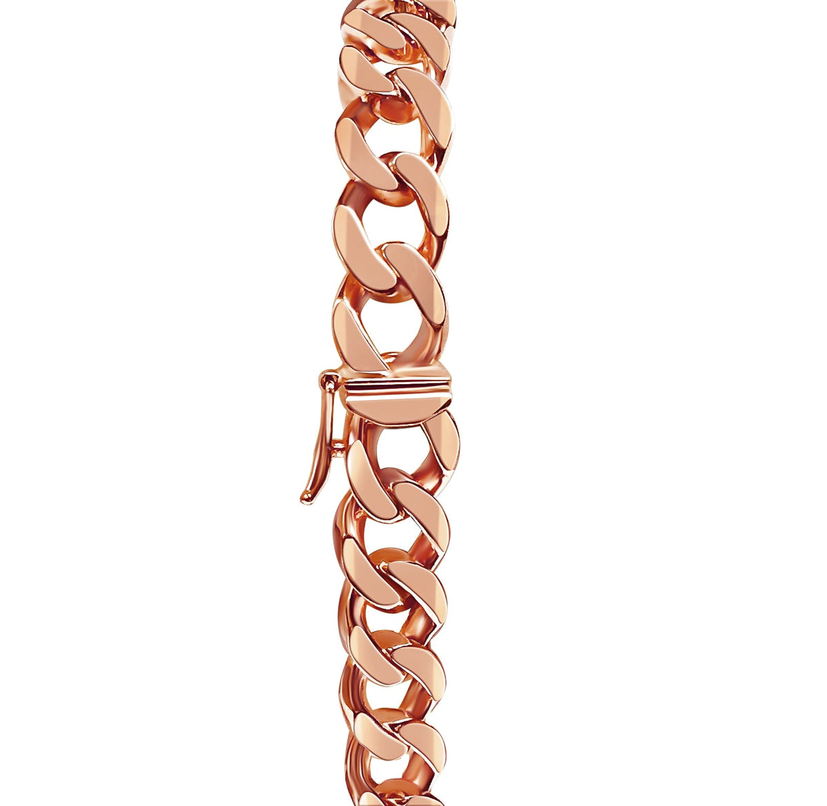 Curb Solid White/Yellow/Rose Gold Handmade Bracelet, 9mm, 6.5-10 Inch, from 36.0 g