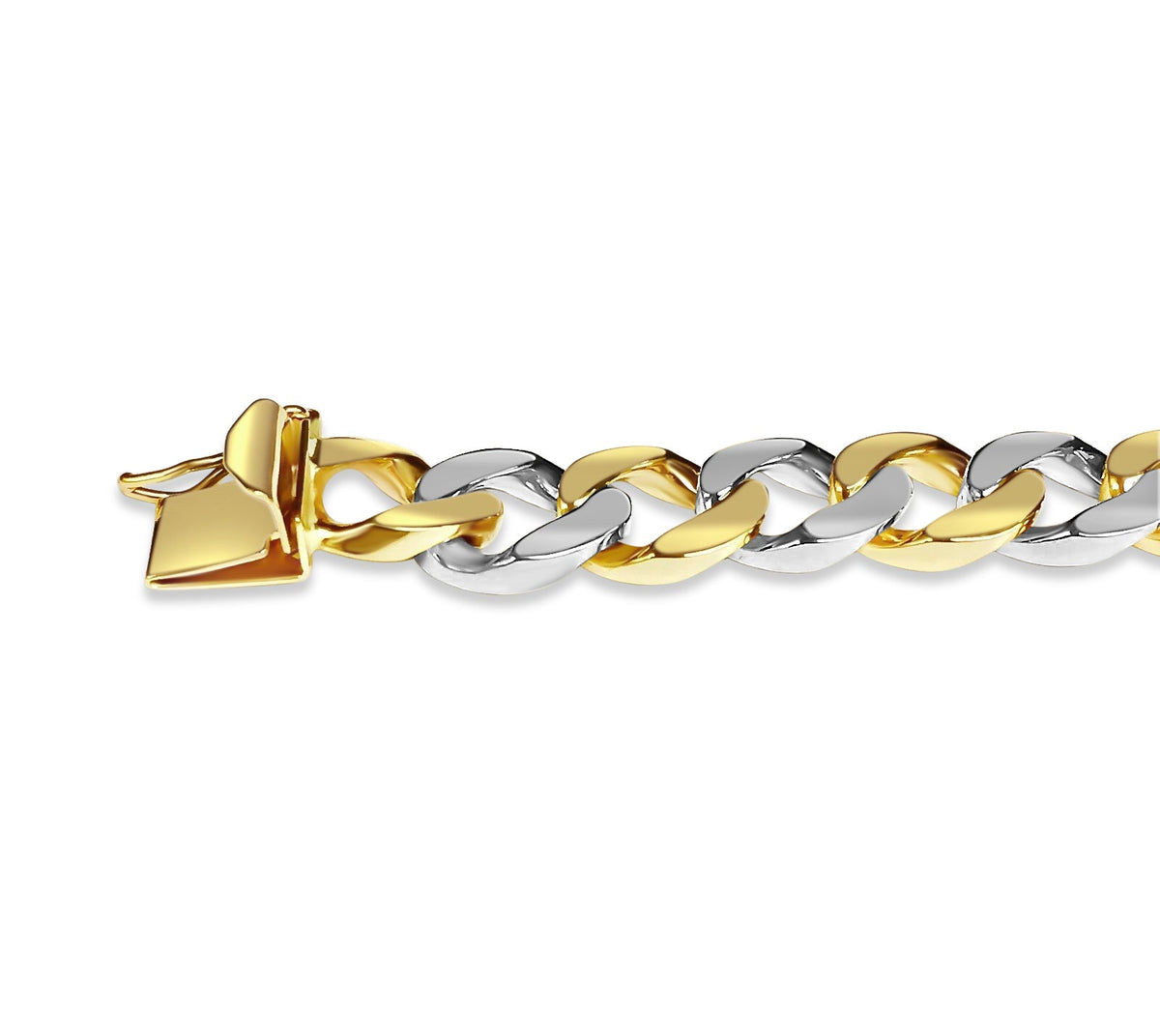 Curb Solid White/Yellow/Rose Gold Handmade Bracelet, 9mm, 6.5-10 Inch, from 36.0 g