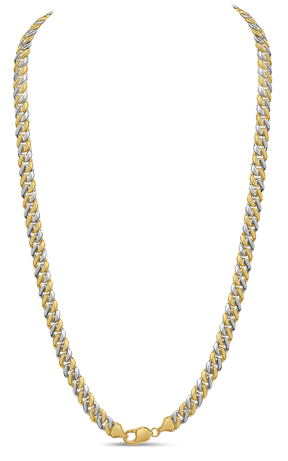 Miami Cuban Solid White/Yellow/Rose Gold Handmade Necklace, 7mm, 16-30 Inch, from 45.8 g