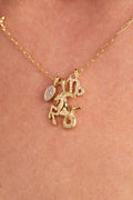Capricorn Zodiac Charm Cluster Necklace 4