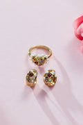 Puffy Heart Gemstone And Pearl Statement Ring 5