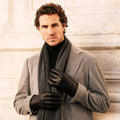 Aldo (black) - Italian lambskin leather gloves with lambswool lining & touchscreen feature 3