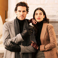 Aldo (black) - Italian lambskin leather gloves with lambswool lining & touchscreen feature 10