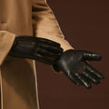 Aldo (black) - Italian lambskin leather gloves with lambswool lining & touchscreen feature 9