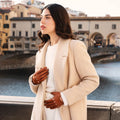 Alessa (cognac) - Classic Italian lambskin leather driving gloves & touchscreen feature 5