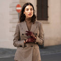 Alessa (cordovan) - Classic Italian lambskin leather driving gloves 7
