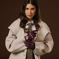 Alessa (berry) - Classic Italian lambskin leather driving gloves 3