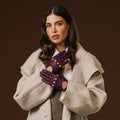 Alessa (berry) - Classic Italian lambskin leather driving gloves 5