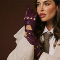 Alessa (berry) - Classic Italian lambskin leather driving gloves 1