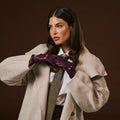 Alessa (berry) - Classic Italian lambskin leather driving gloves 6