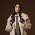 Alessa (berry) - Classic Italian lambskin leather driving gloves 8