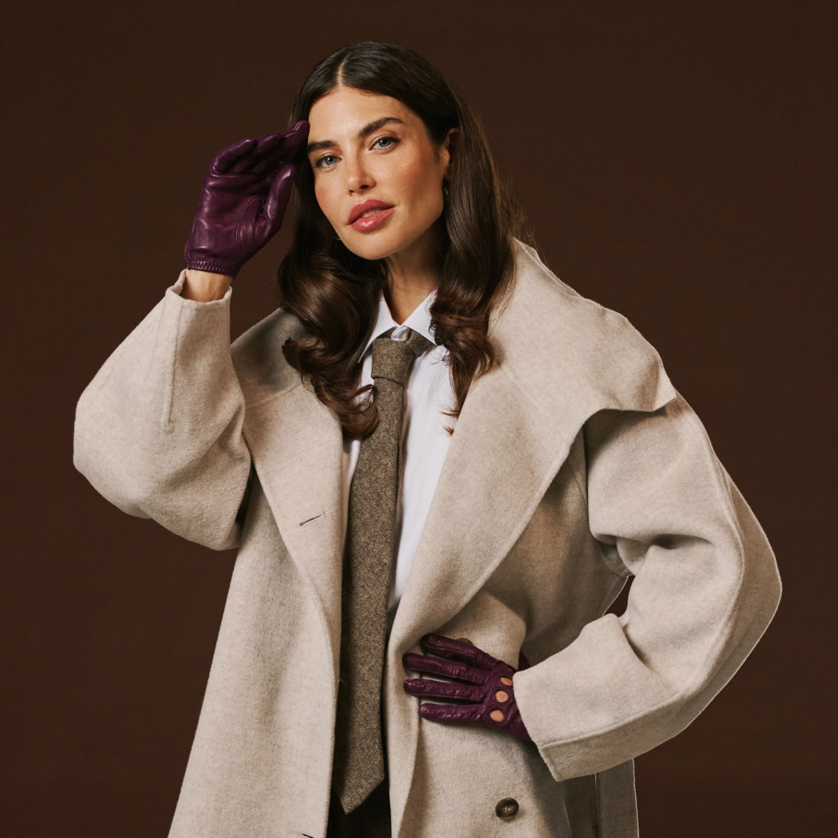 Alessa (berry) - Classic Italian lambskin leather driving gloves