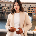Alessa (cognac) - Classic Italian lambskin leather driving gloves & touchscreen feature 2