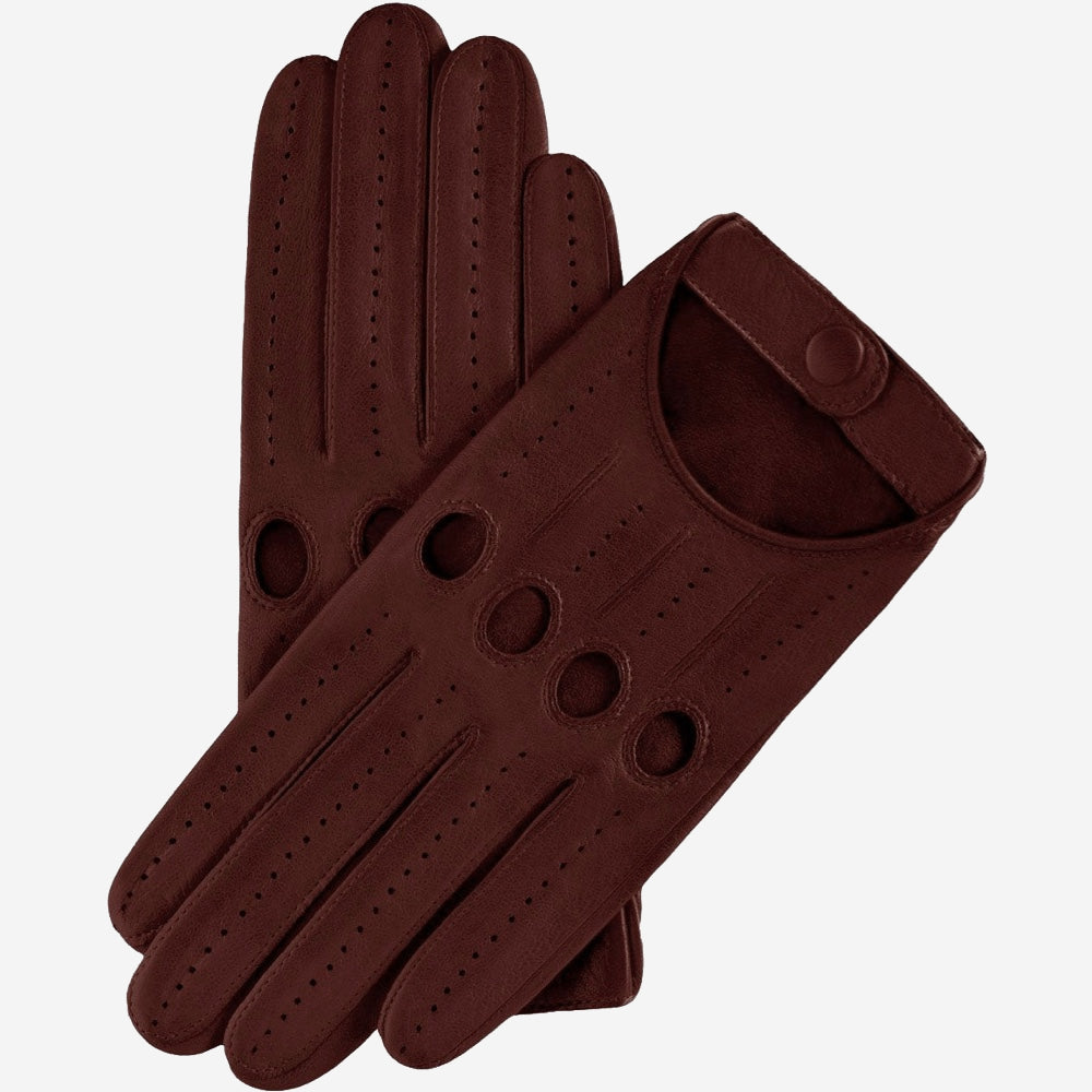 Alessa (cordovan) - Classic Italian lambskin leather driving gloves