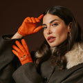 Alessa (orange) - Classic Italian lambskin leather driving gloves 8