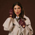 Alessa (oxblood) - Classic Italian lambskin leather driving gloves 1