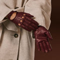 Alessa (oxblood) - Classic Italian lambskin leather driving gloves 4