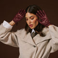 Alessa (oxblood) - Classic Italian lambskin leather driving gloves 6