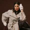Alessa (white) - Classic Italian lambskin leather driving gloves 4