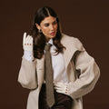 Alessa (white) - Classic Italian lambskin leather driving gloves 7