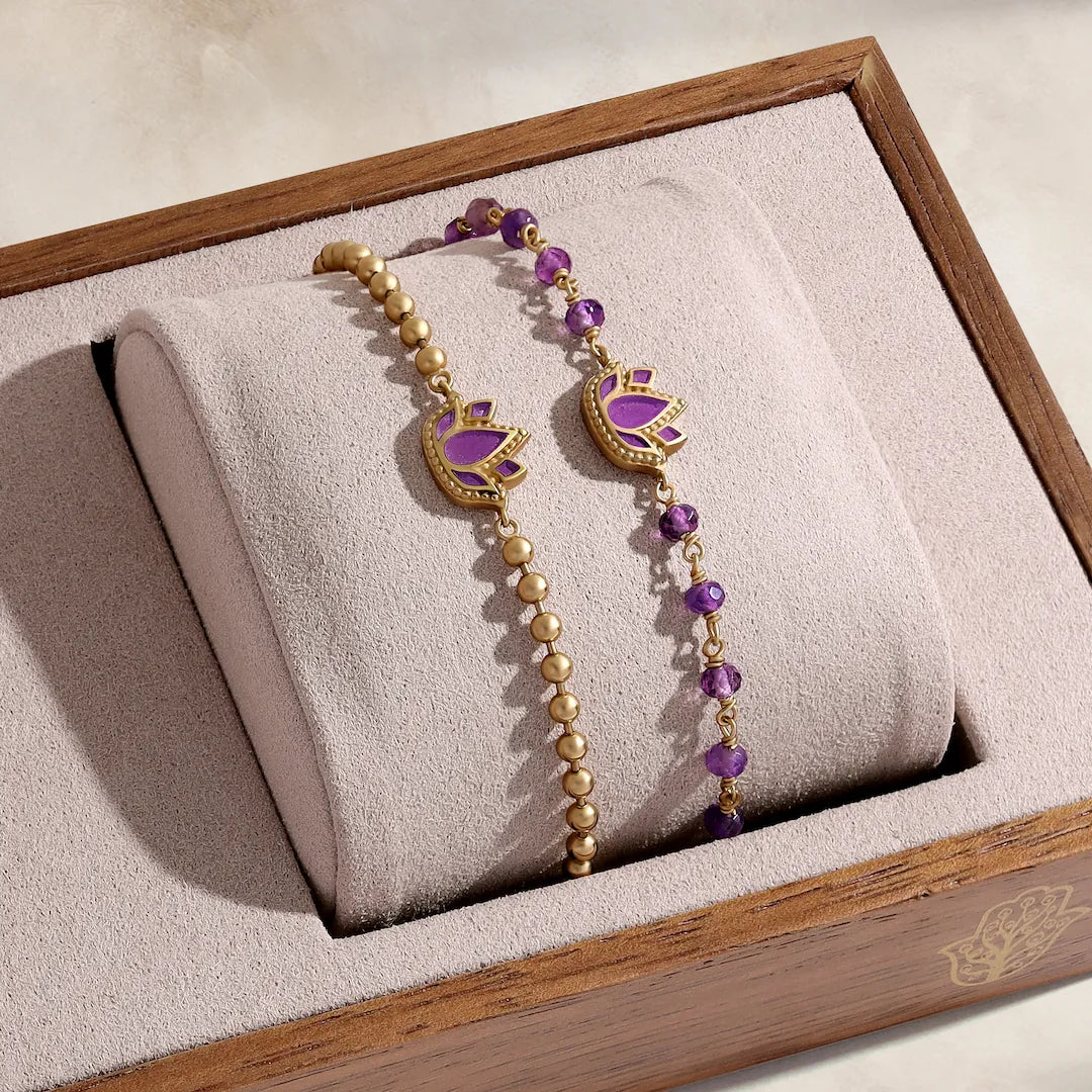 Inner Bloom Amethyst Lotus Gold Bracelet