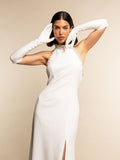 Angelina (white) - Italian silk lined 12-button length leather bridal / opera gloves 1