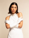 Angelina (white) - Italian silk lined 8-button length leather bridal / opera gloves 5