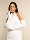 Angelina (white) - Italian silk lined 16-button length leather bridal / opera gloves 7