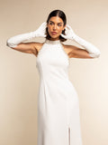 Angelina (white) - Italian silk lined 12-button length leather bridal / opera gloves 8