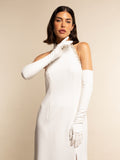 Angelina (white) - Italian silk lined 16-button length leather bridal / opera gloves 8