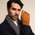 Angelo (cognac) – Italian suede leather gloves with luxurious cashmere lining 2
