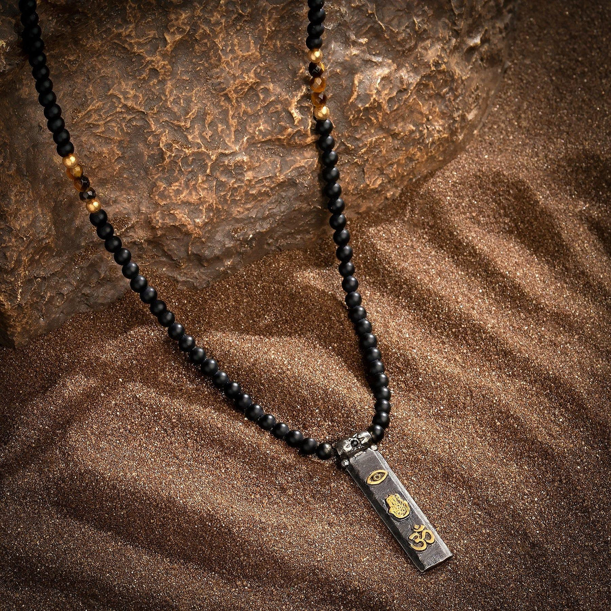 Divine Energy Onyx Tiger's Eye Triple Protection Necklace