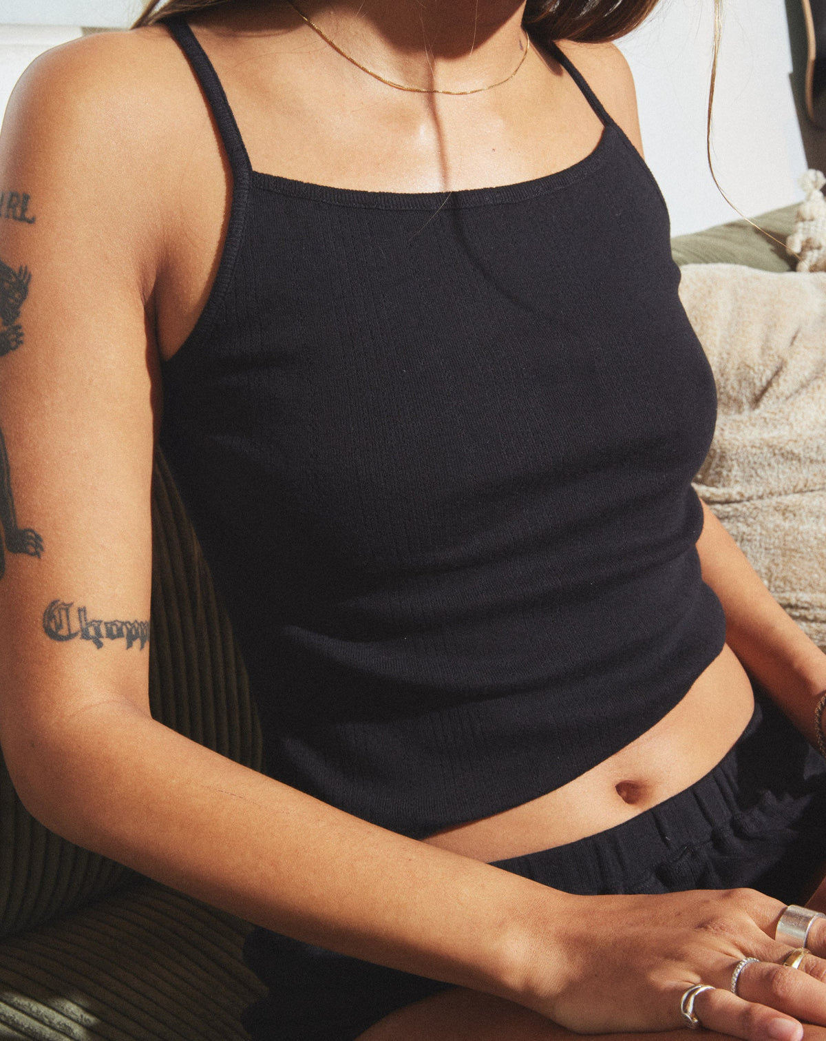 pointelle pj set - black