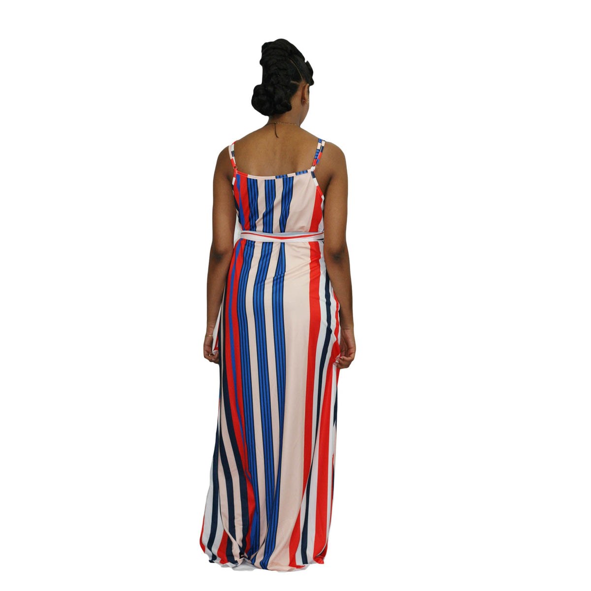 Two-Piece Summer Striped Casual Sleeveless Maxi Dress