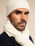 Milano (cream) - Italian 100% cashmere ribbed beanie (unisex) 9
