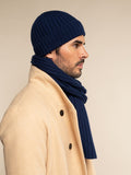 Milano (navy blue) - Italian 100% cashmere ribbed beanie (unisex) 8